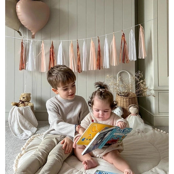 DITTY BIRD Ditty Bird Sound Book Touch the Colors USB-C Rechargeable; two kids share the colorful book.