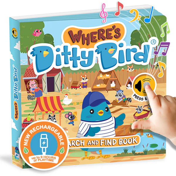 Ditty Bird Sound Book Where's Ditty Bird USB-C Rechargeable