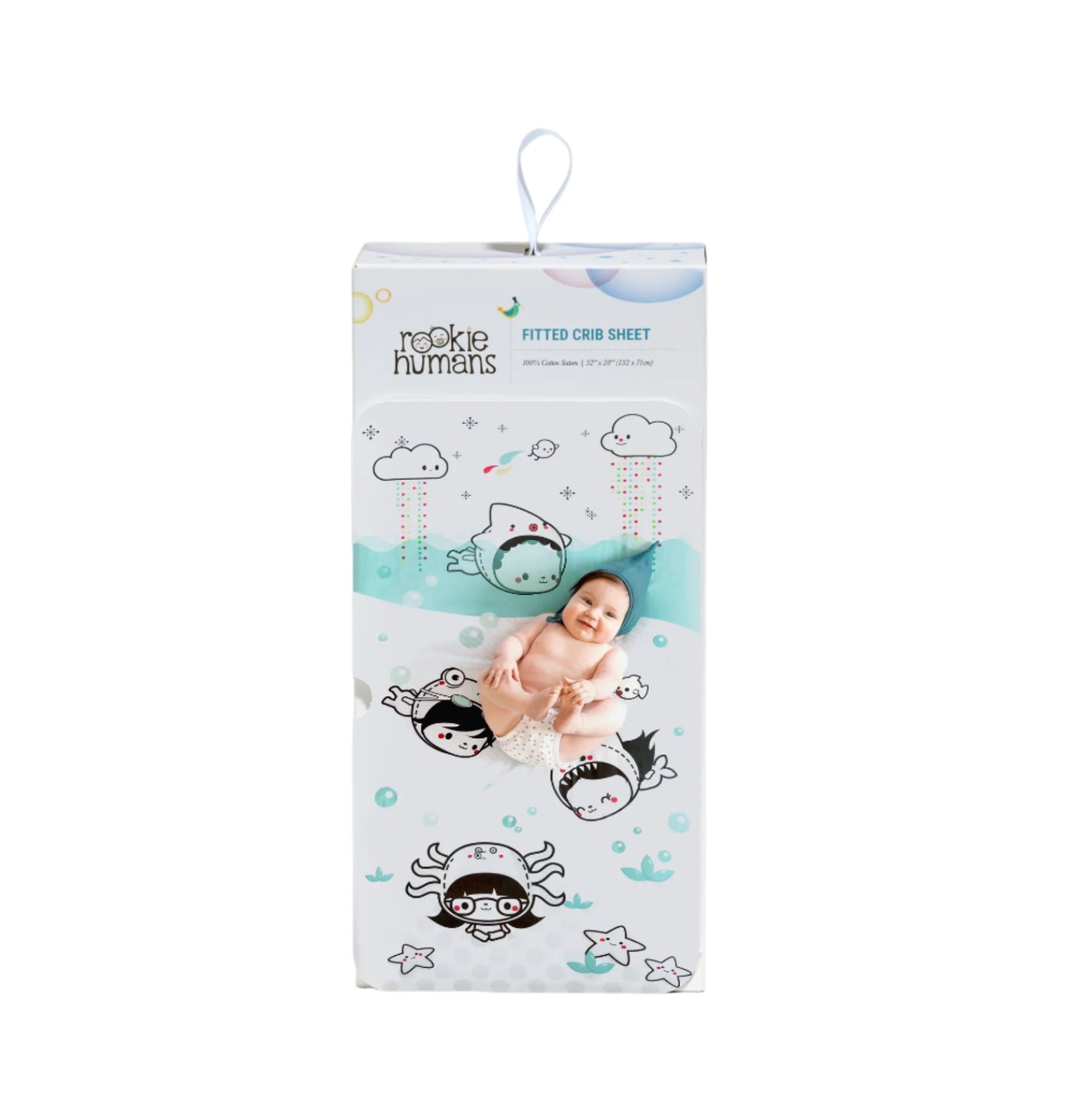 ROOKIE HUMANS ORGANIC COTTON SATEEN CRIB SHEET DIVE IN - baby enRoute