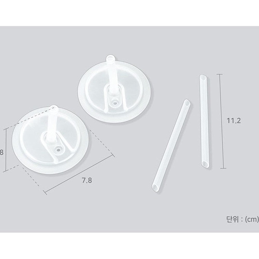 Edison No-Spill 3D Dual Stainless Straw Cup Set, clear cups with white lids and two silicone straws (2 pcs)
