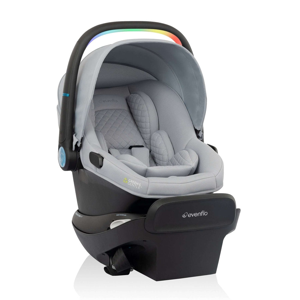 Evenflo Revolve180 Litemax NXT rotational infant car seat with base in gray fabric