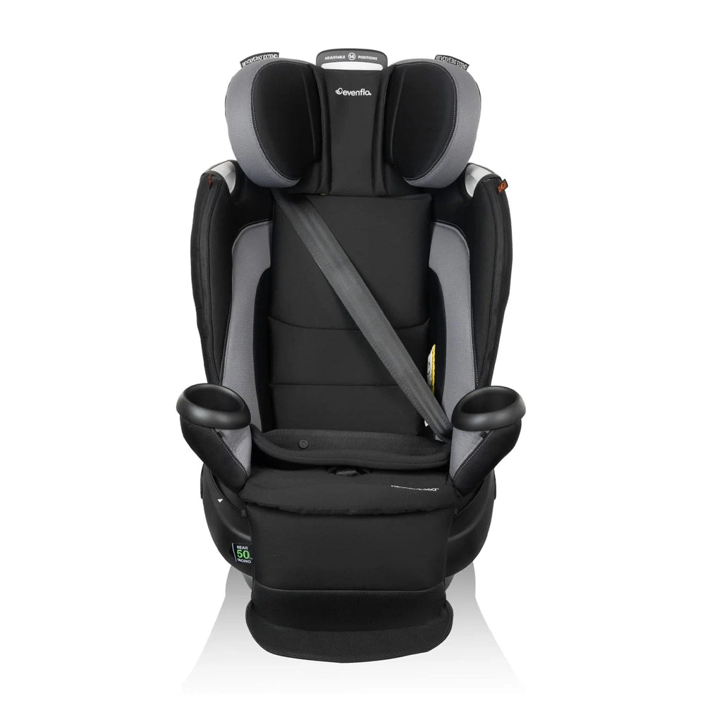 Evenflo Revolve360 Extend rotational all-in-one convertible car seat in Revere Gray with Quick Clean cover