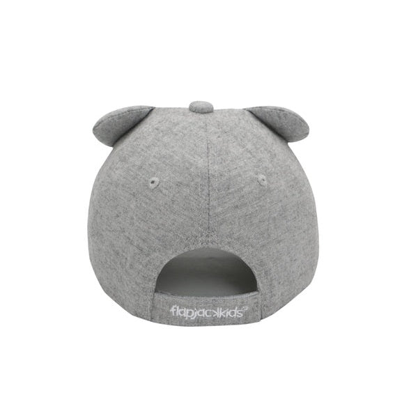 Flapjackkids 3D Cap Tiger, gray knit, ear details, back view