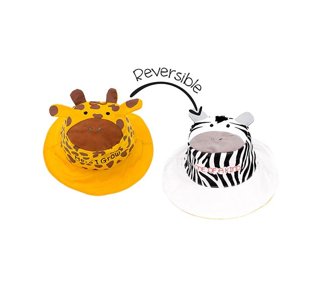 Flapjackkids Reversible Kids Sun Hat Giraffe & Zebra