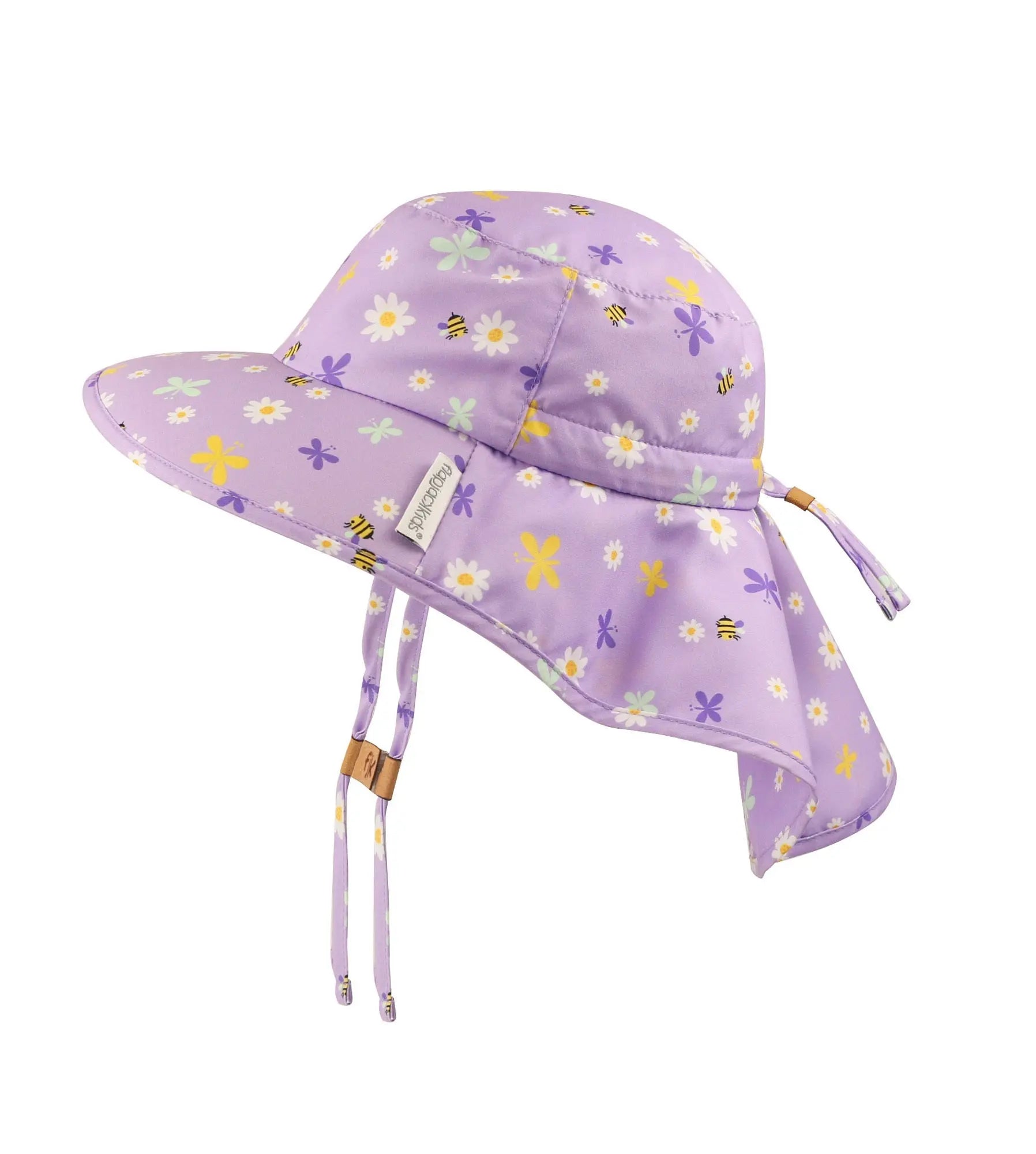 Flapjackkids Kids Sun Hat Wth Neck Cape Daisy