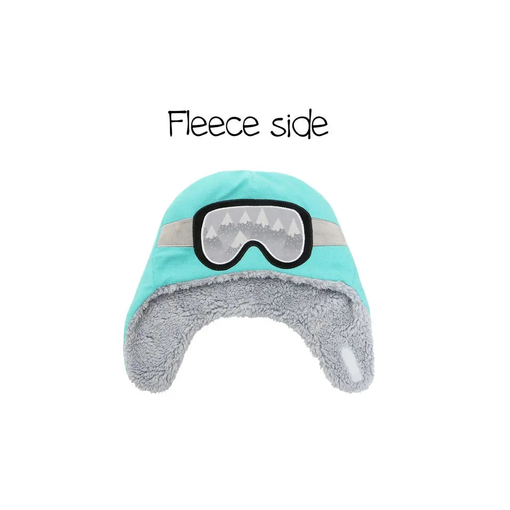 FLAPJACKKIDS KIDS & BABY REVERSIBLE SHERPA HAT WOLF & SKI GOGGLES - baby enRoute