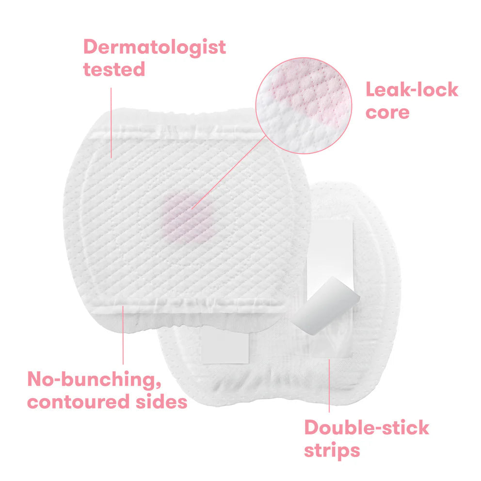 Frida Mom All-Day Dry Nursing Pads, white quilted, contoured