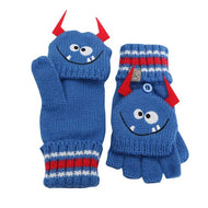 Flapjackkids Knitted Fingerless Gloves W/Flap Monster