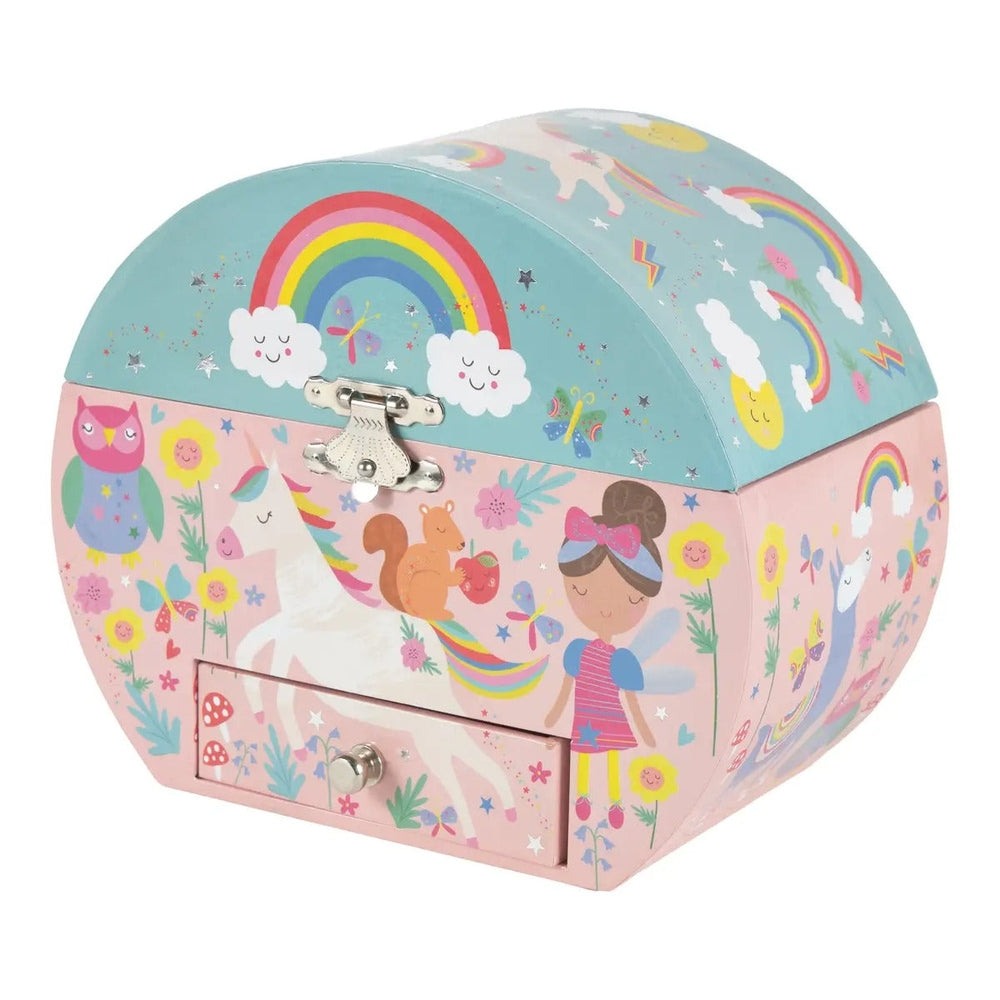 Floss And Rock Musical Jewelry Box Oval Shape Rainbow Fairy