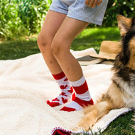 Friday Sock Co. Kid's Grey & Red Maple Leaf Socks