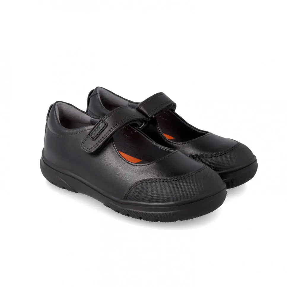 Garvalin Napa children's school shoes, black leather, two straps