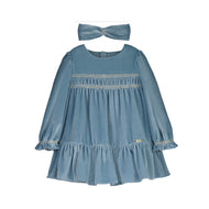 Mayoral Velvet Dress Set Blue Bell