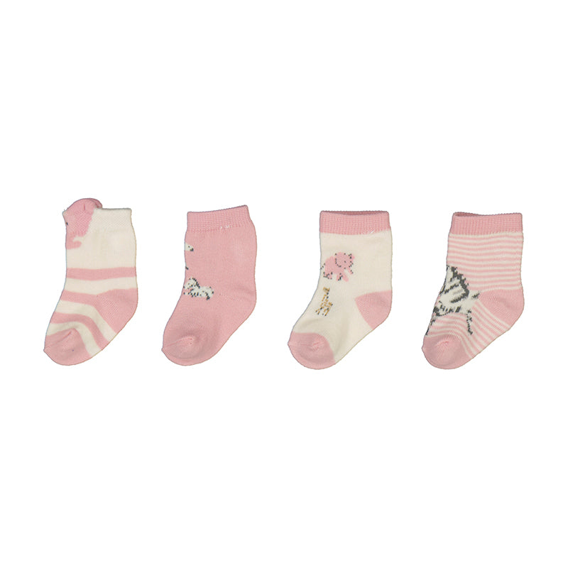 Mayoral newborn 4-pack socks pink and white with patterns