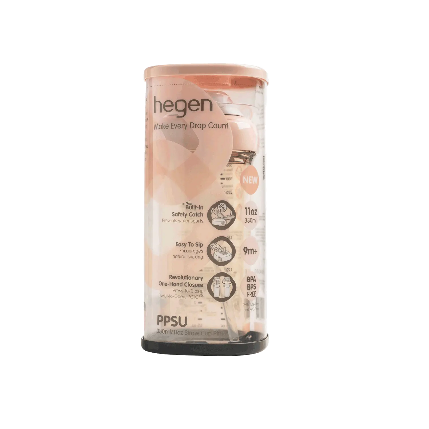Hegen PCTO straw cup pink 330 ml
