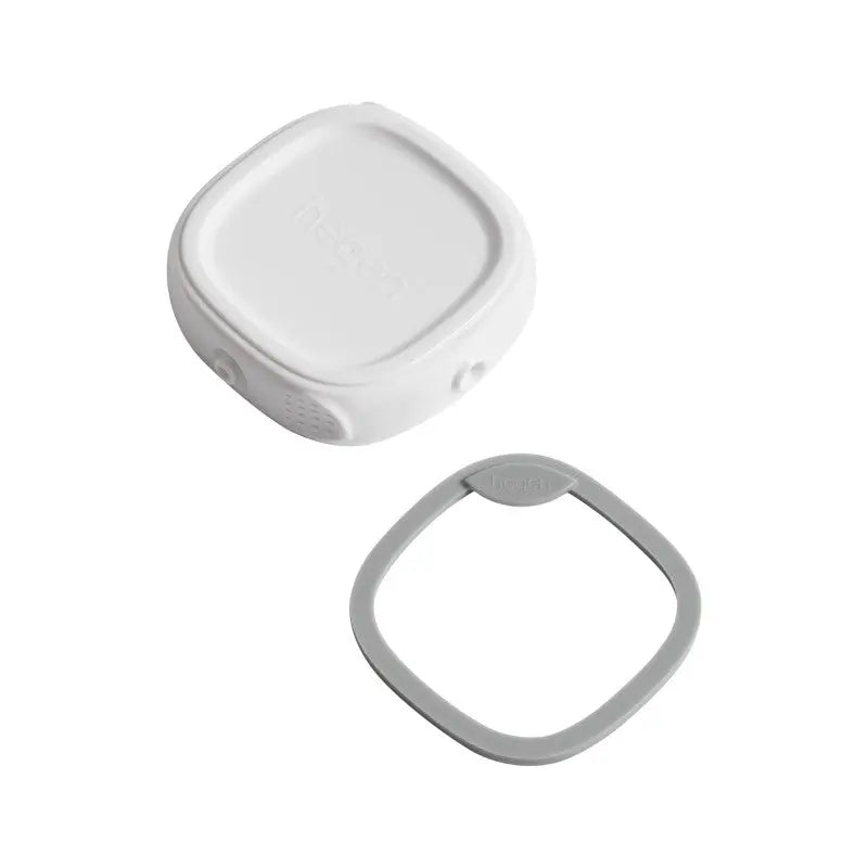 Hegen PCTO breast milk storage lid and ring, white square lid gray ring, 2 pieces