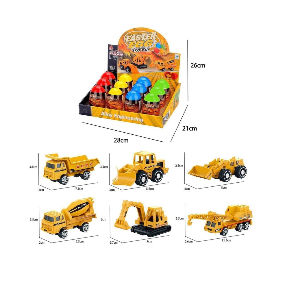 Handsome Toys Blind Box Construction six-piece yellow vehicle set in a display box