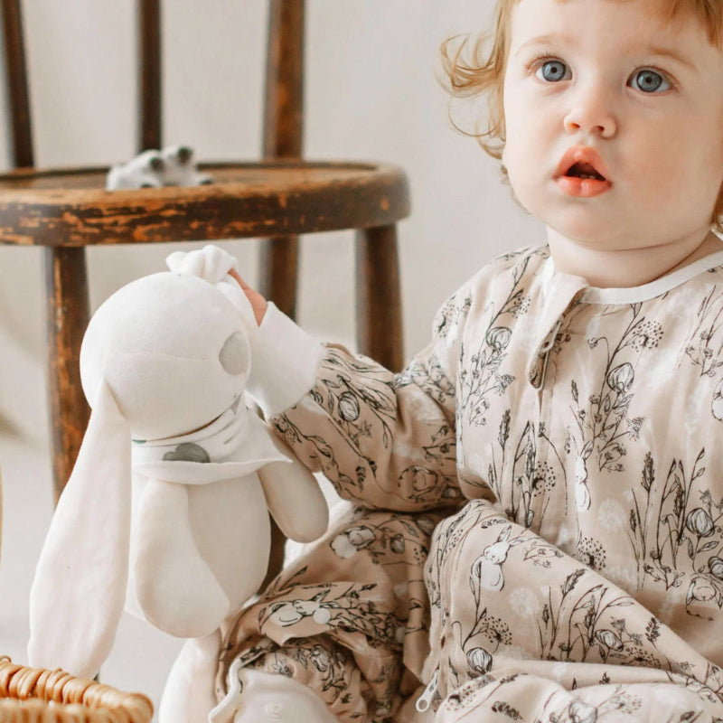Hegen X Nest Designs Blossom Bunny Bundle beige plush bunny toy for baby