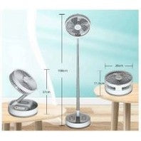 I2 Convertible Tabletop to Floor Fan with lithium battery, floor stand, and compact battery unit.