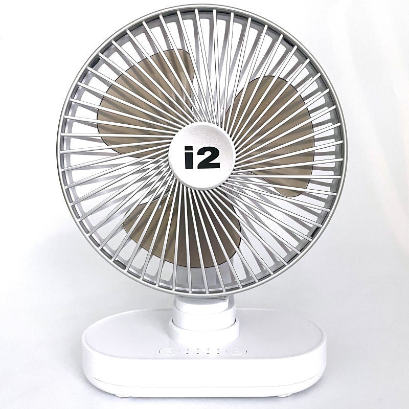 I2 Tabletop 4 Speed Lithium Battery Fan Silver