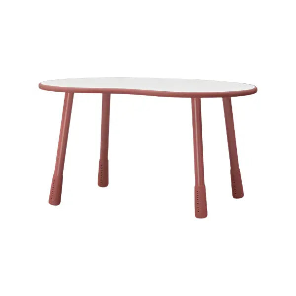 peanut growing desk with white oval top and pink legs