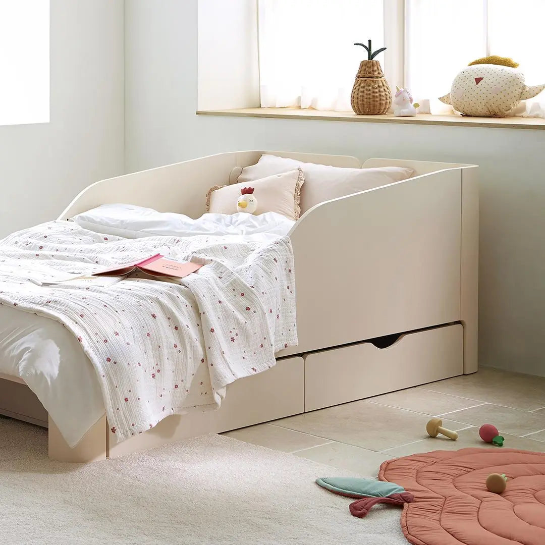 Iloom Tinkle Pop bed drawer white finish with built-in drawers