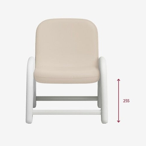 Iloom Atti I Chair in beige upholstery with a white frame, front view showing sturdy support.