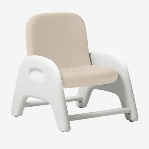 Iloom Atti I Chair in beige cushioned seat with white curved arms, a child-sized cozy seating spot.