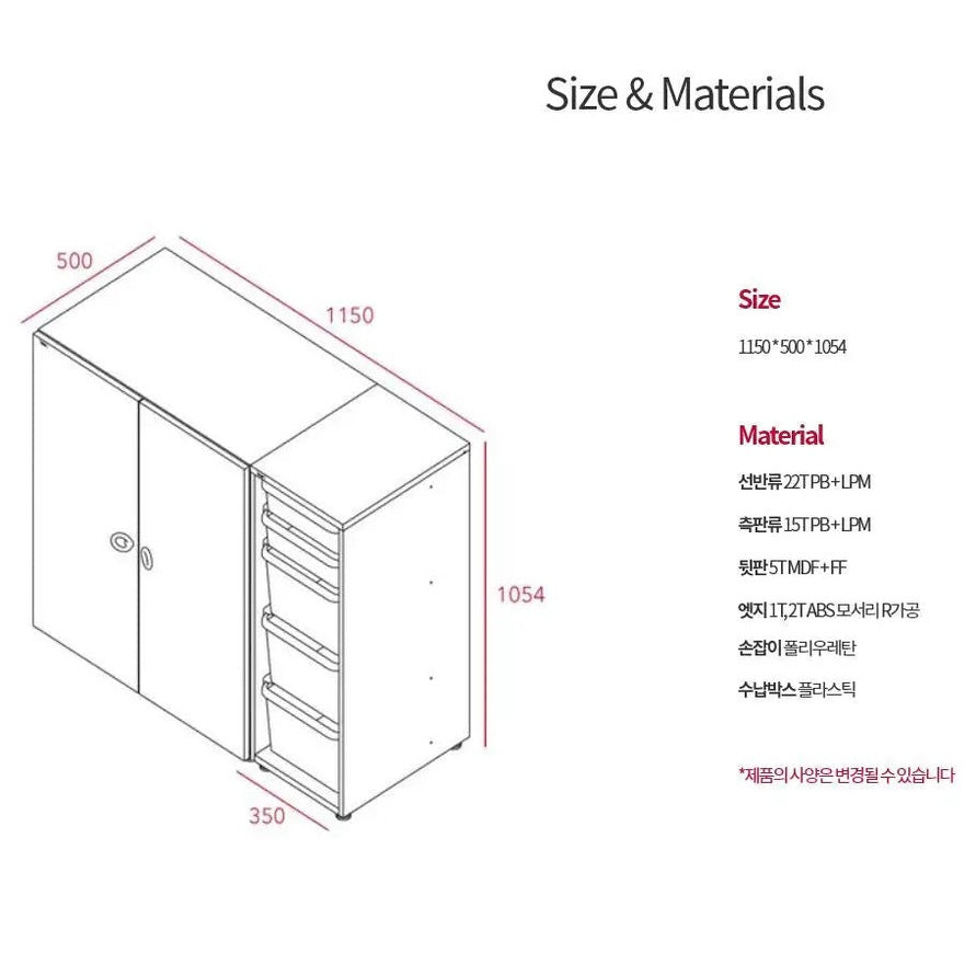 ILOOM Eddi Kids Wardrobe (Storage Type) 1150W in white with double doors and five drawers, dimensions 1150x500x1054.