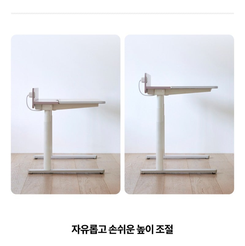 Iloom Linki Plus Motion Desk 1200W; two white height-adjustable desks on a wood floor