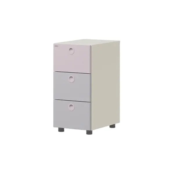 ILOOM Linki Plus Smart Desk+ 3-Story Desk Drawer in pastel pink and lavender with beige body, three pull-handle drawers.