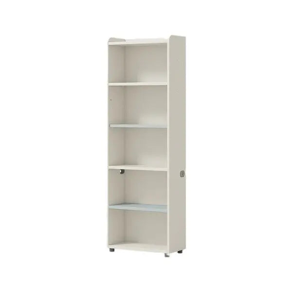 Iloom Linki Plus Smart Desk+ 6-story bookshelf in white, showing six shelves and a visible cable hole on the side.