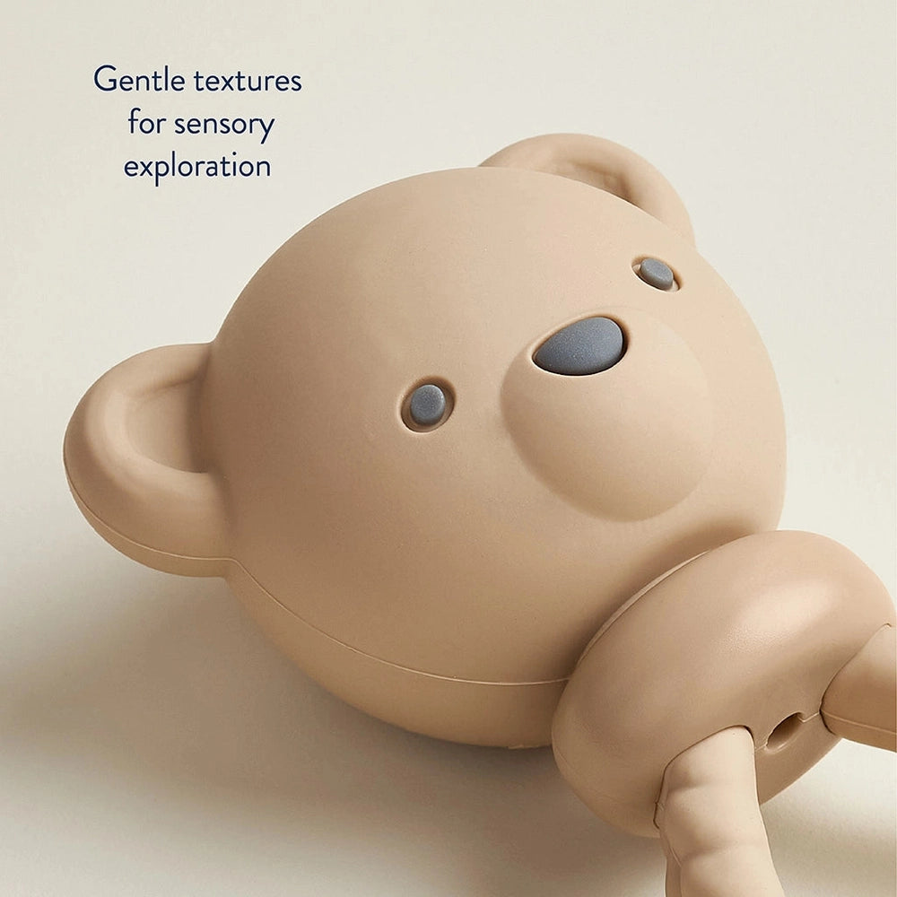 Itzy Ritzy Sweetie Rattle Bear teether toy in beige silicone