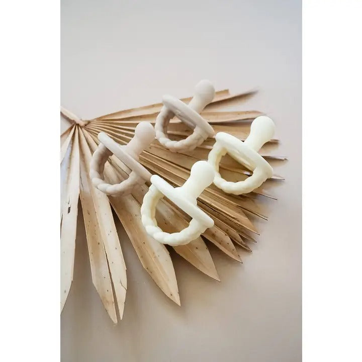 ITZY RITZY Sweetie Soother Orthodontic Pacifiers, white silicone, 4-pack shown on a neutral background.