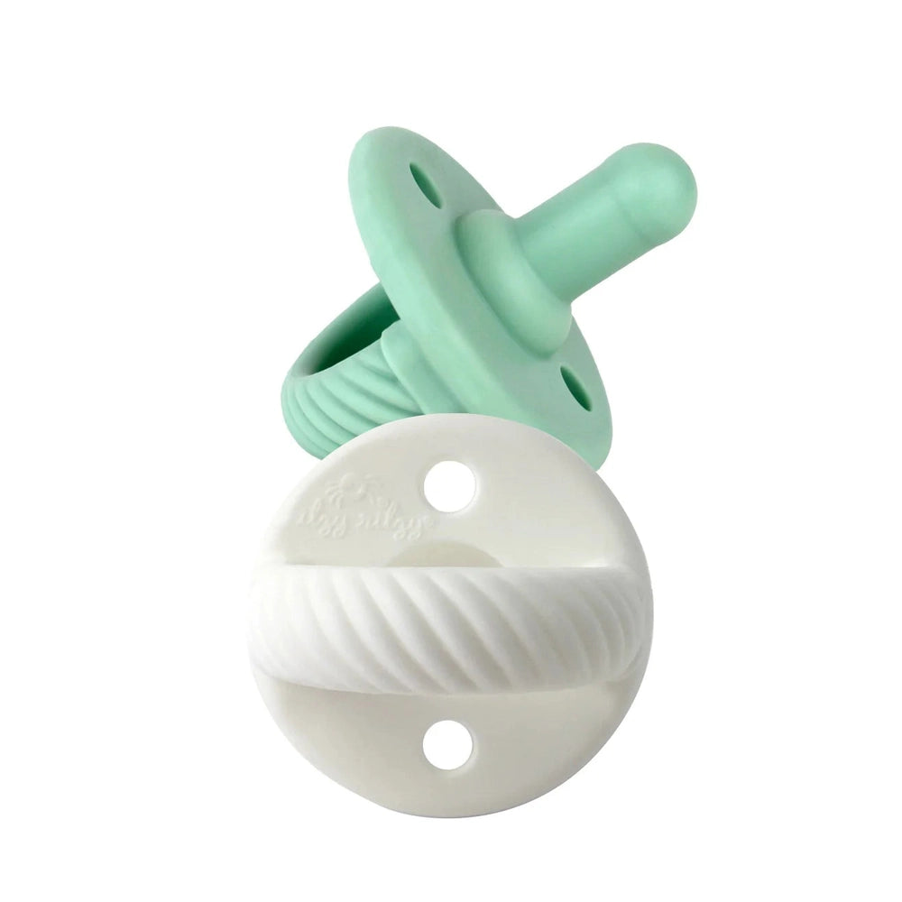 Itzy Ritzy Sweetie Soother pacifier set, 2-pack in mint green and white with textured shields
