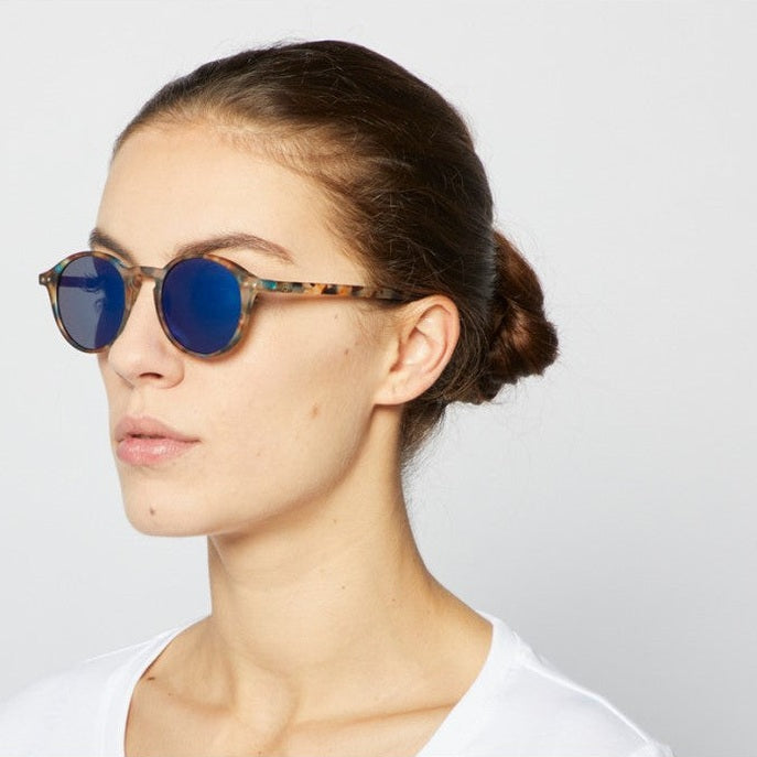Izipizi Sunglasses Adult #D Blue Tortoise Blue Mirror