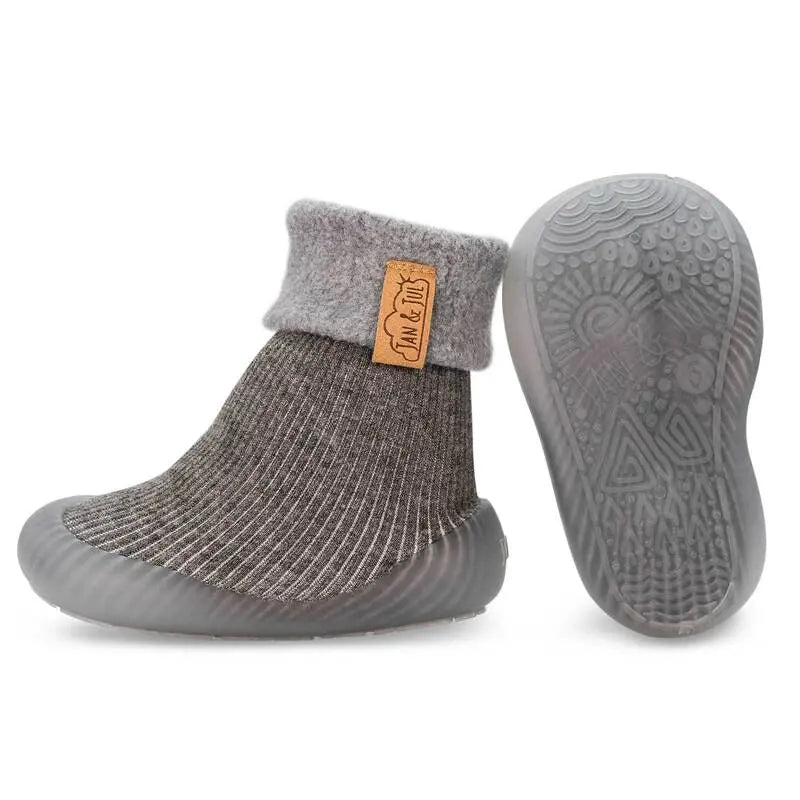 JAN & JUL COZY SOCK SHOES DARK GREY - baby enRoute