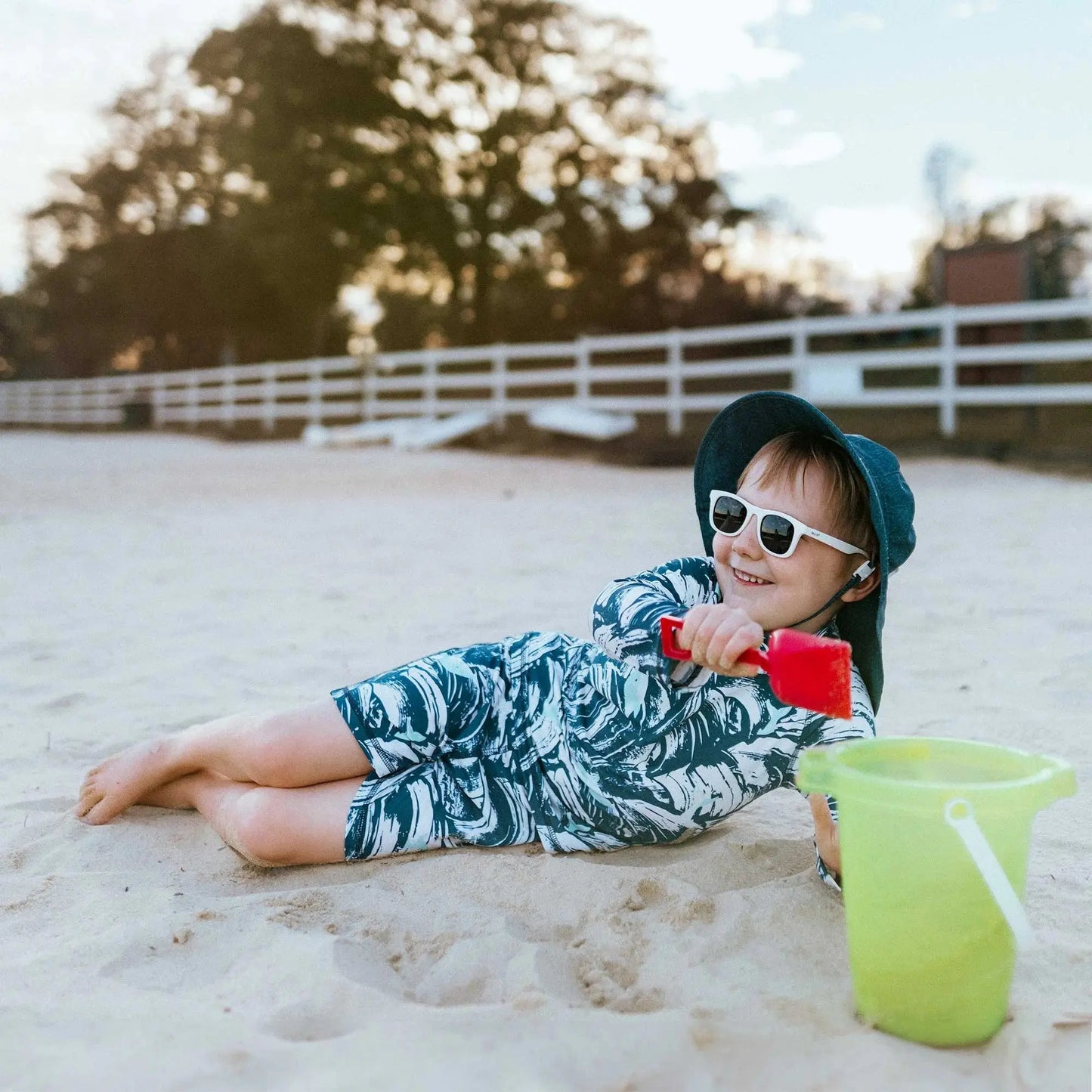 Jan & Jul kids UV rashguard set Wave Rider in blue tropical print