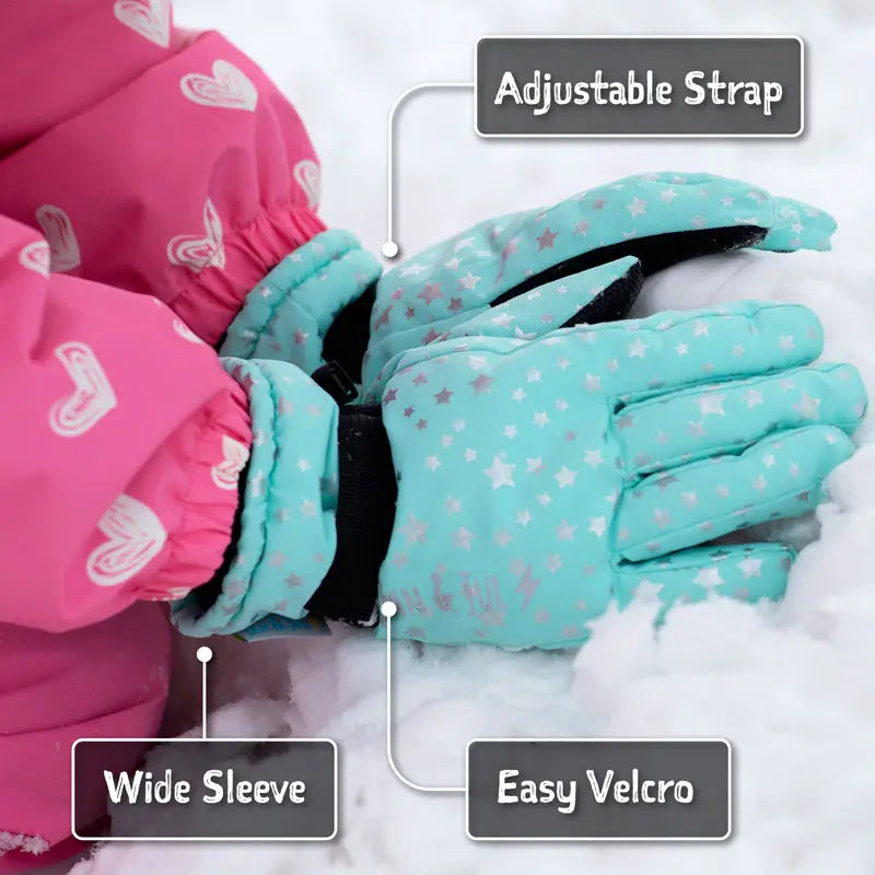 Jan & Jul Waterproof Toasty Dry Snow Gloves Mint Star