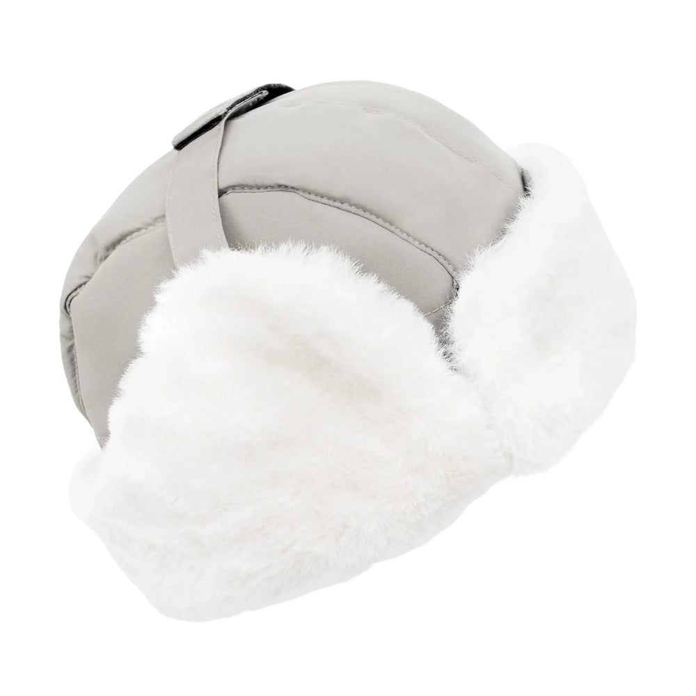 JAN & JUL Kids Insulated Winter Hat Greystone with white faux‑fur ear flaps, grey shell