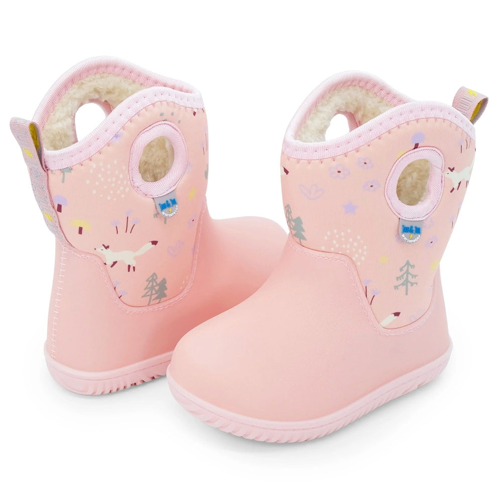 Jan & Jul Kids Lite Waterproof Boots Pink Forest