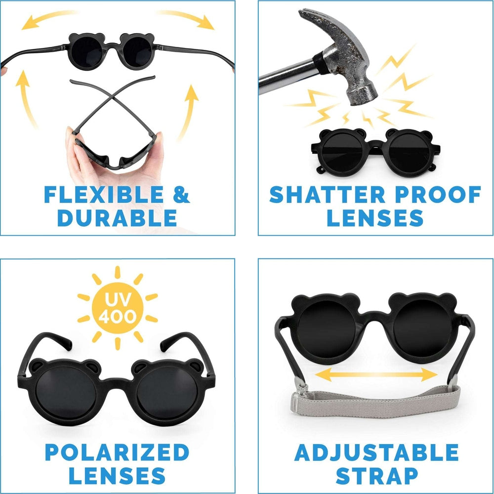 Jan & Jul Kids Polarized Bear Sunglasses Black