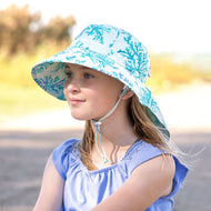 Jan & Jul Kids Water Repellent Adventure Hats Blue Coral