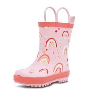 Jan & Jul Puddle Dry Rain Boots Pink Rainbow