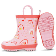 Jan & Jul Puddle Dry Rain Boots Pink Rainbow