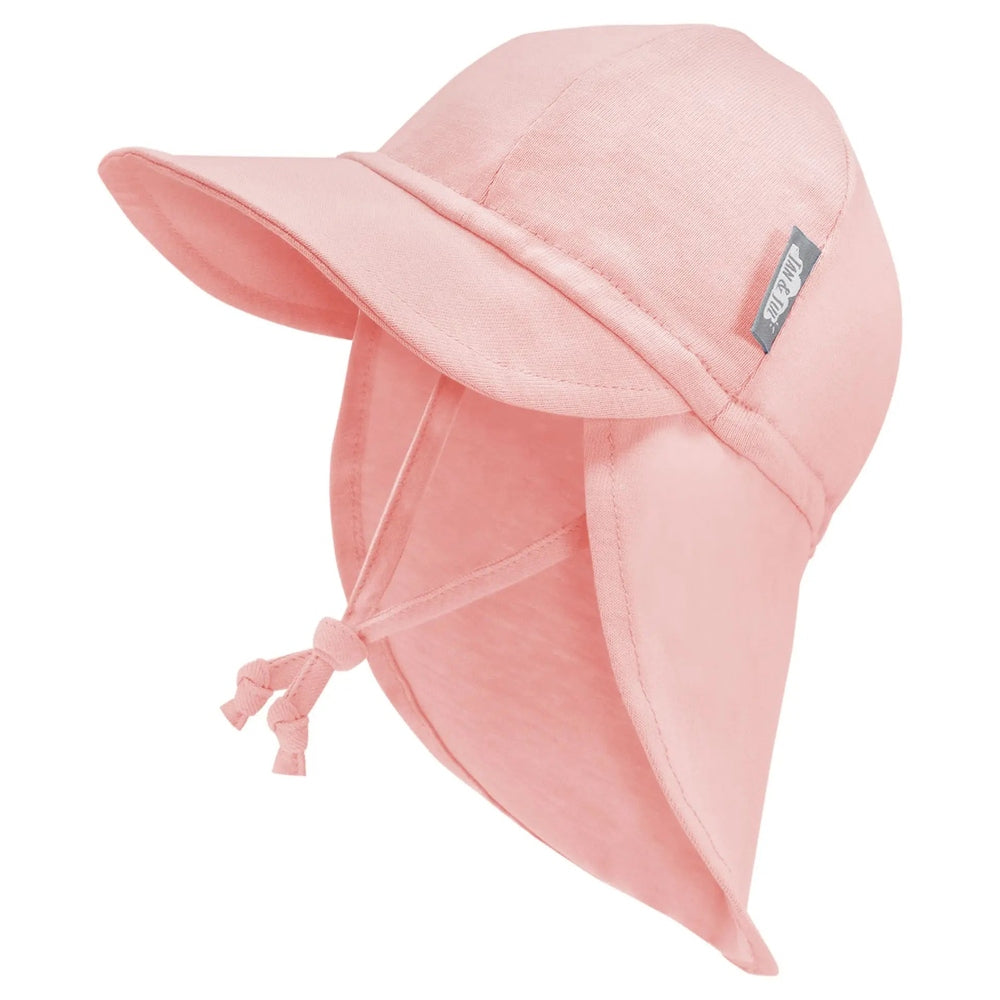 Jan & Jul Sun Soft Baby Cap Rose Quartz with neck flap and chin ties.