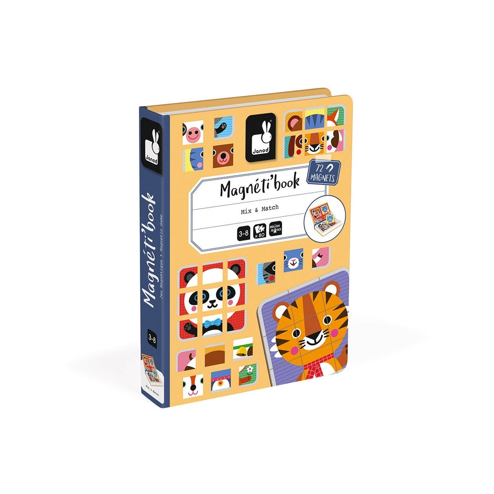 Janod MagnetiBook Mix & Match educational toy with 72 magnets for toddlers