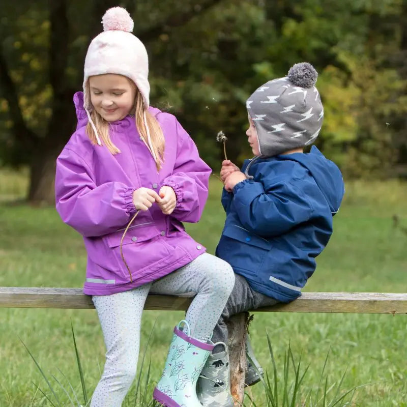 JAN & JUL KIDS KNITTED BEANIES HAT GREY LIGHTING BOLT