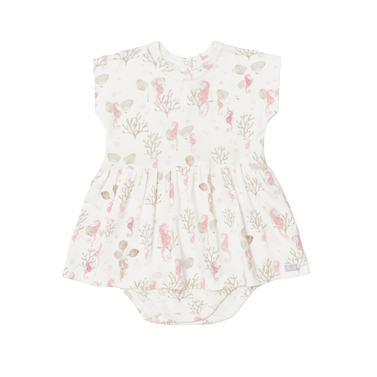 Coccoli Infant Cotton TENCEL™ Modal Romper Seahorses On Cream