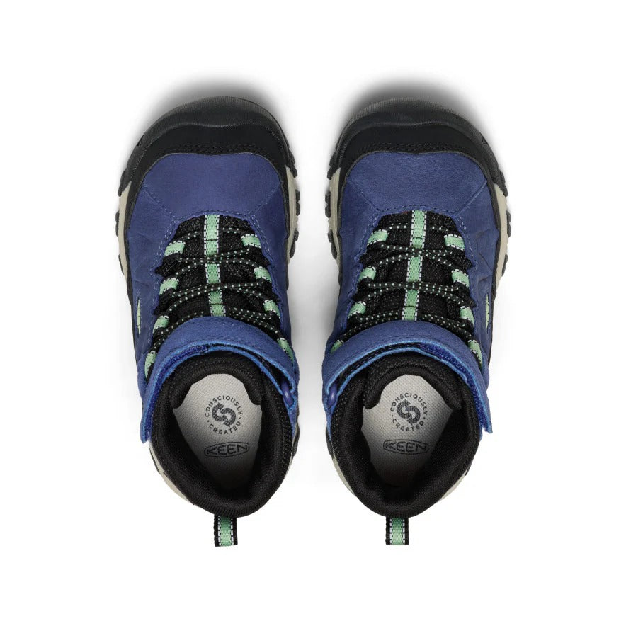 KEEN Little Kids Targhee IV waterproof hiking boots in blue hemlock for toddlers