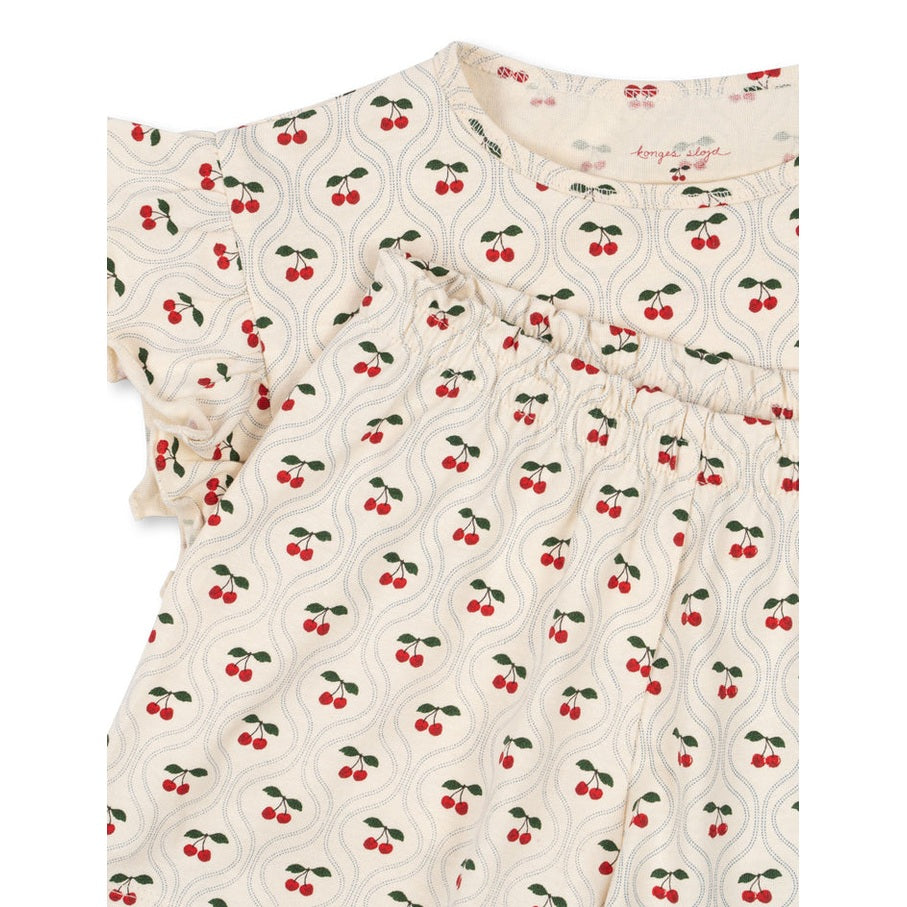Konges Slojd Lin Frill Two Piece Set Gots Cherry Motif